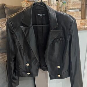 Generation Love Vegan Leather Black Cropped Jacket with Gold Buttons